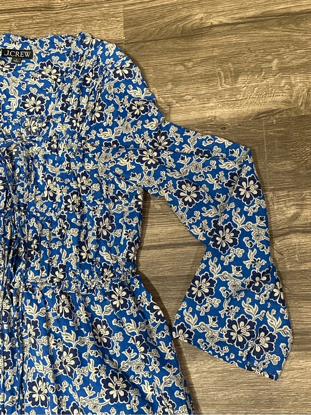 J.Crew Blue Floral Cotton Boho Mini Dress Size S Style CA458 - Picture 4 of 10